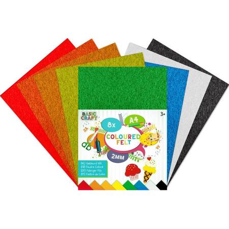 Vilt vellen | Formaat A4 | 8 verschillende kleuren | knutselen voor kinderen
